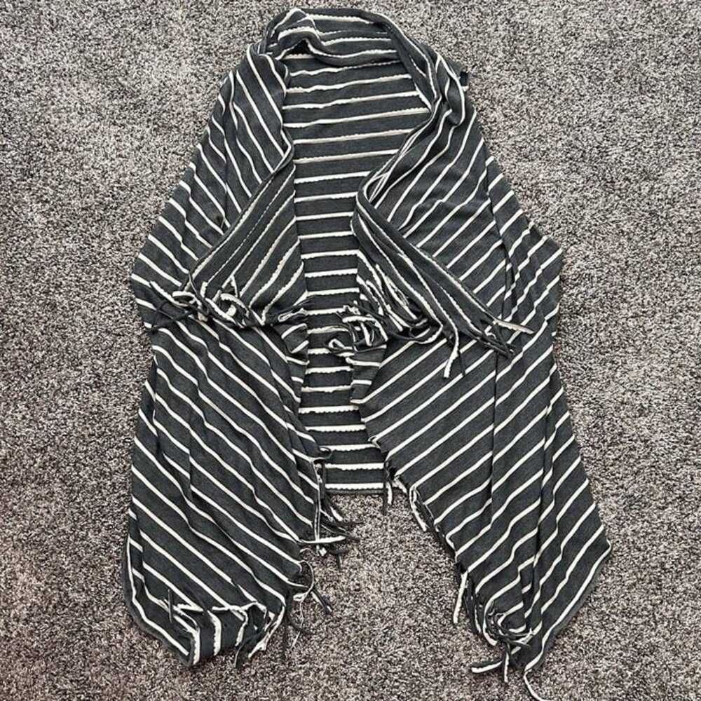 Women's One Size Fringe Striped Handmade Waterfall Cardigan - Reversible